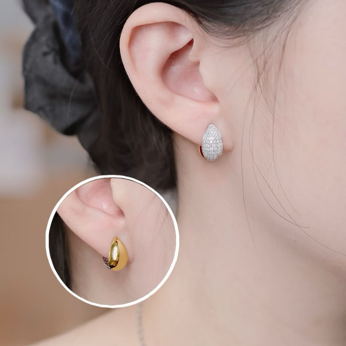 14k Gold 1 Ct Natural H Diamond Earrings - 4