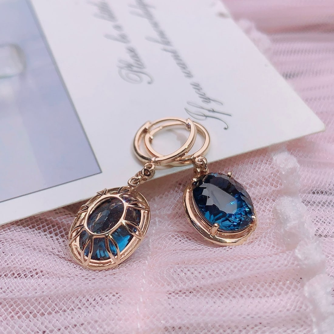 14k Gold 4.55 Ctw Natural Topaz & Diamond Earrings - 3