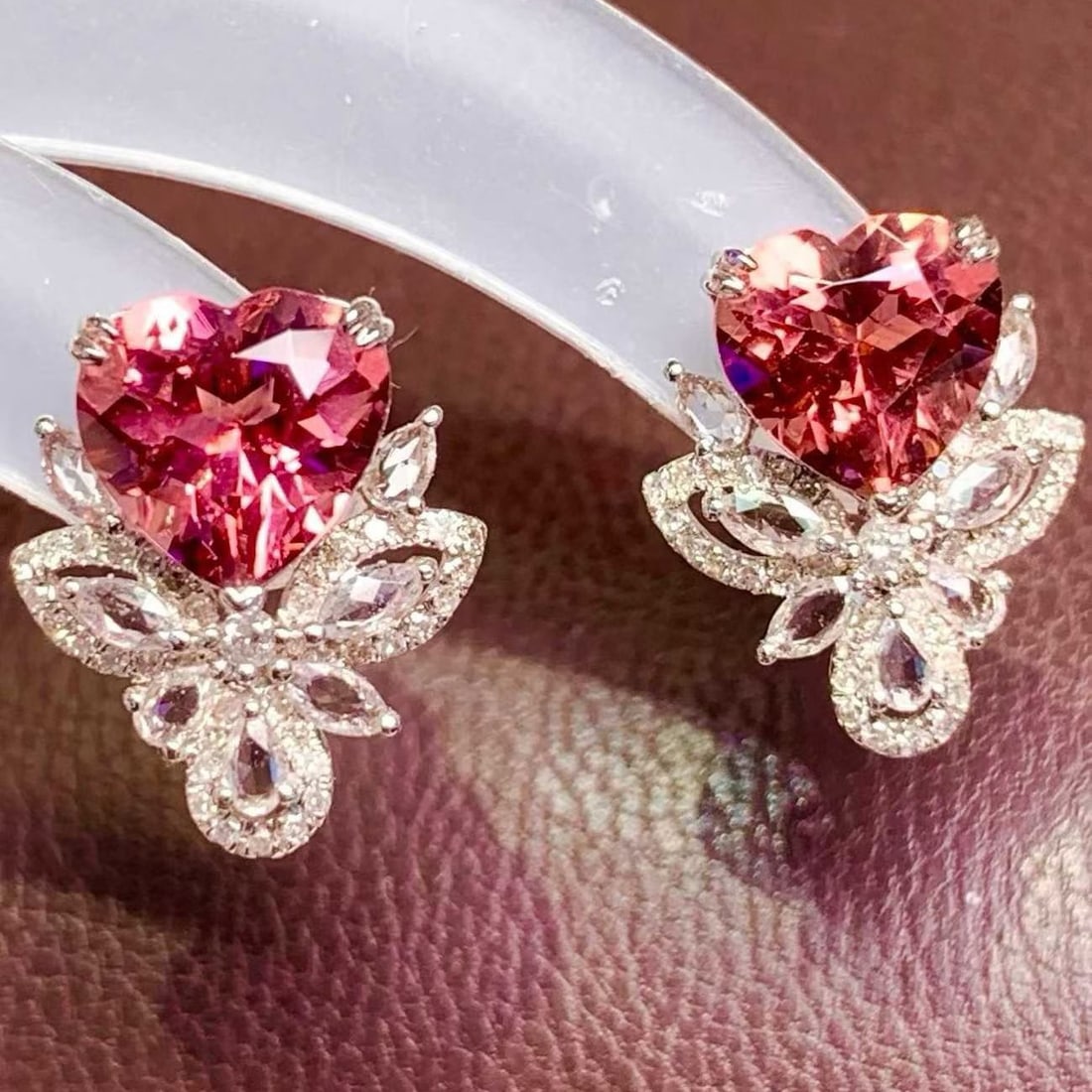 14k Gold 2.85 Ct Natural Tourmaline & Diamond & Sapphire Earrings - 2