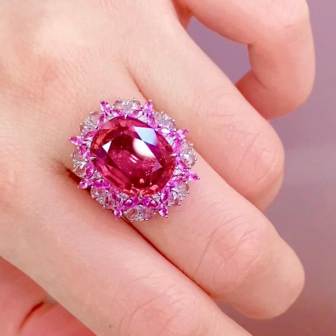 14k Gold 8.7 Ct Natural Tourmaline & Diamond & Sapphire Ring - 4