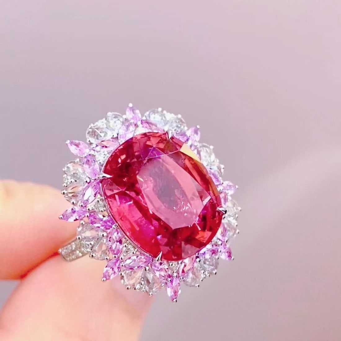 14k Gold 8.7 Ct Natural Tourmaline & Diamond & Sapphire Ring - 5
