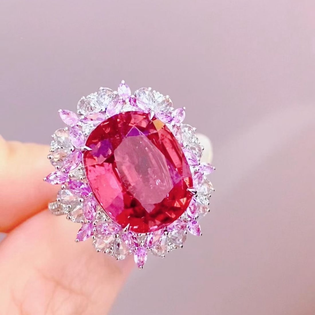 14k Gold 8.7 Ct Natural Tourmaline & Diamond & Sapphire Ring - 6