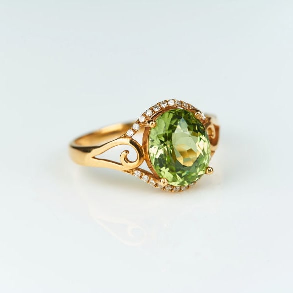 14k Gold 2.92 Ct Natural Tourmaline & Diamond Ring - 8