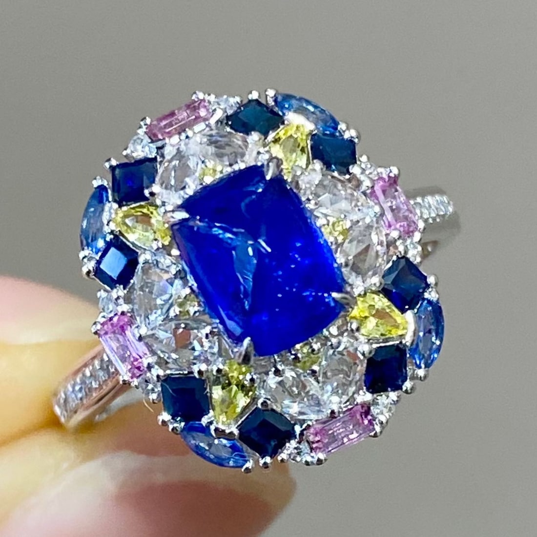 14k Gold 1.53 Ct Natural Sapphire & Diamond & Sapphire Ring - 3