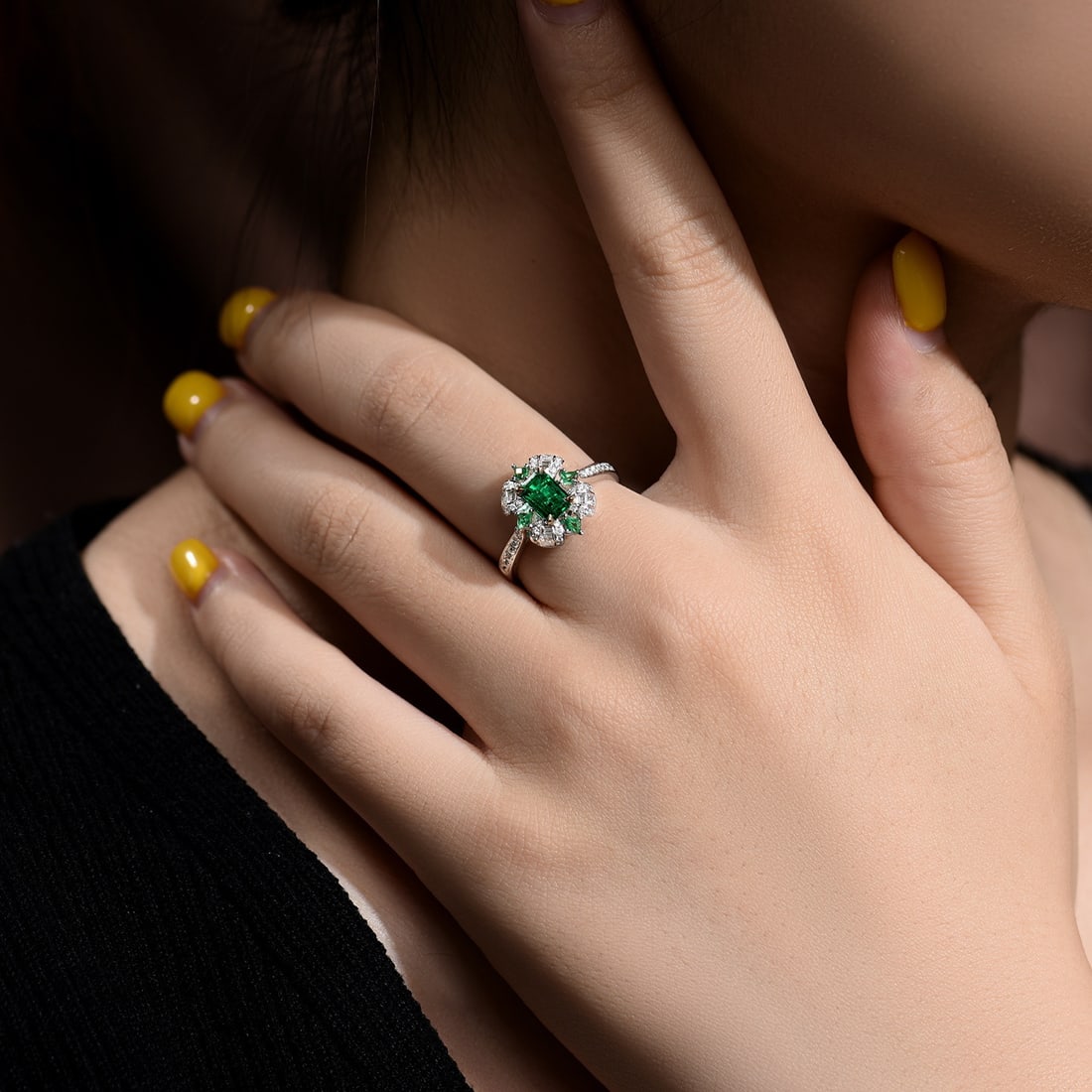 14k Gold 1.16 Ctw Natural Emerald & Diamond Ring - 4