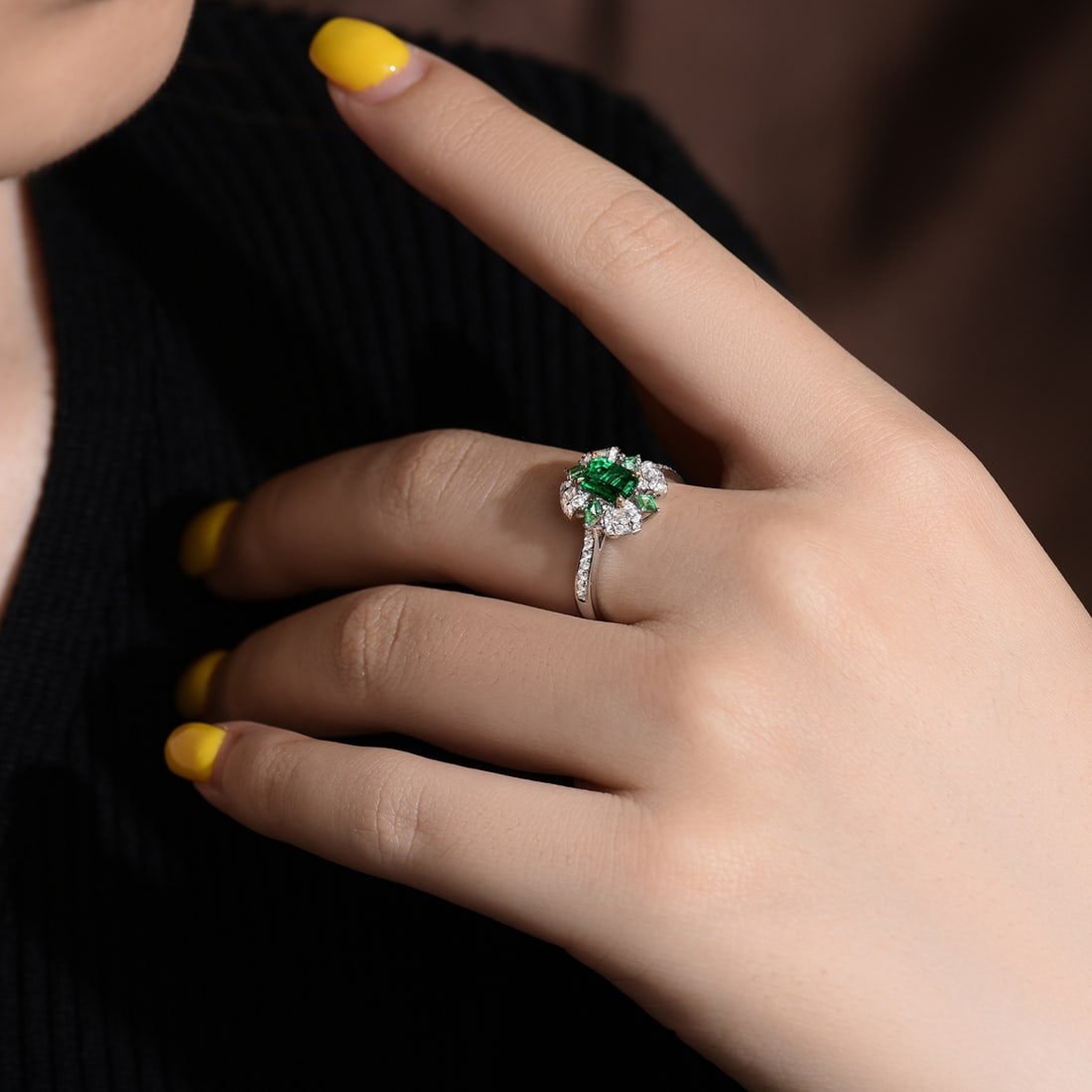 14k Gold 1.16 Ctw Natural Emerald & Diamond Ring - 5