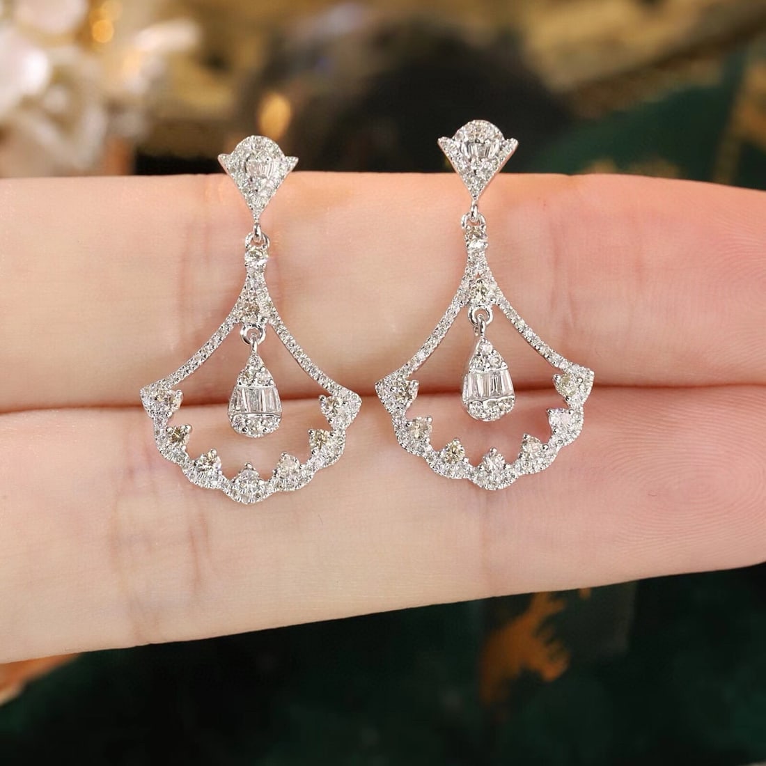 14k Gold 0.66 Ct Natural H Diamond Earrings - 5
