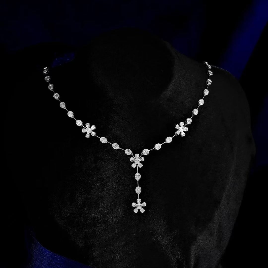 14k Gold 2.1 Ct Natural H Diamond Necklace: Ref:231194010 // gold content:14k gold // main gemstone:diamond // shape:multiple // carat weight:2. 1ct // clarity grade:vs-si // color:h // treatment:natural // Condition: New Low Estimate: 9200.00