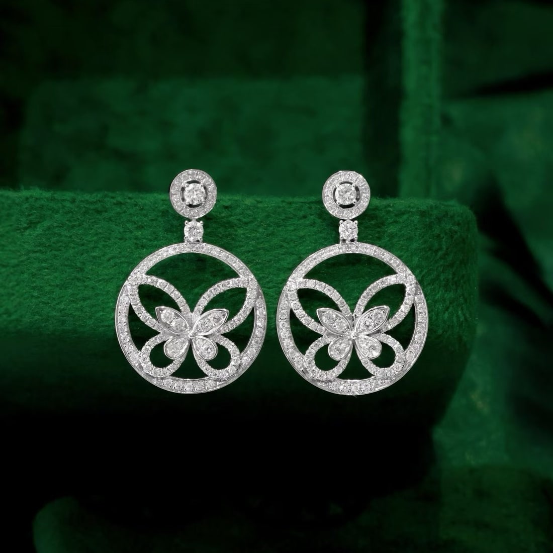 14k Gold 0.84 Ct Natural H Diamond & Butterfly Earrings: Ref:231194011 // gold content:14k gold // main gemstone:diamond // shape:round // carat weight:0. 84ct // clarity grade:vs-si // color:h // treatment:natural // cut grade:g // Condition: New Low