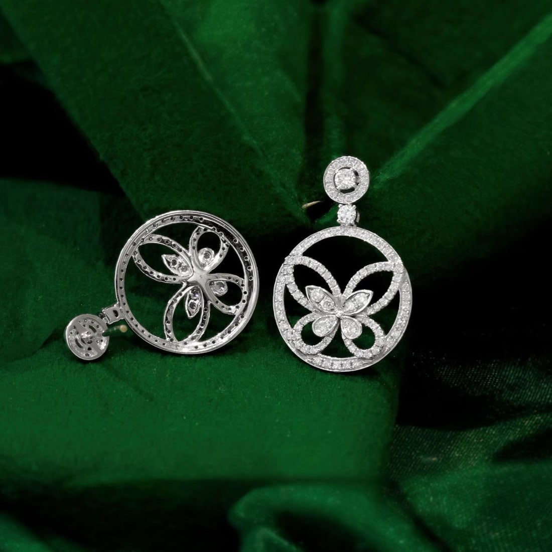 14k Gold 0.84 Ct Natural H Diamond & Butterfly Earrings - 2