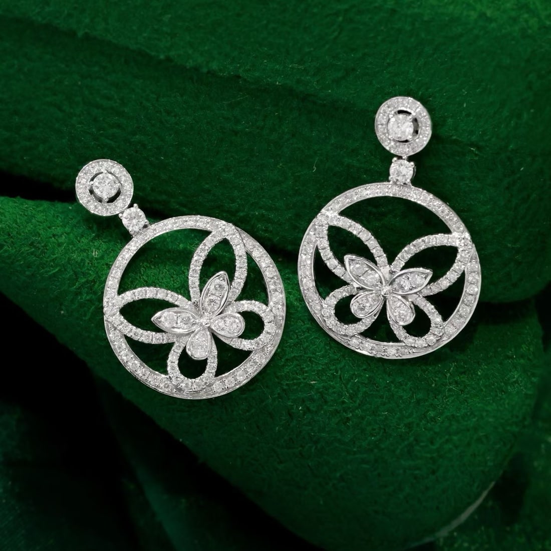 14k Gold 0.84 Ct Natural H Diamond & Butterfly Earrings - 3