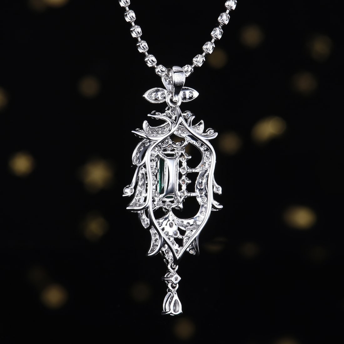 14k Gold 1.05 Ctw Vivid Green Natural Emerald & Diamond Pendant( Without Chain ) - 7