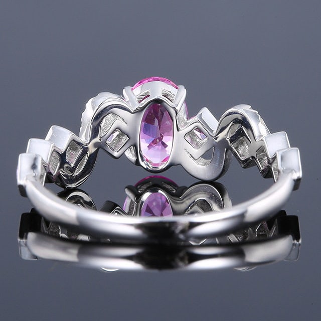 14k Gold 1.07 Ctw Natural Padparadscha Sapphire & Sapphire Ring - 4