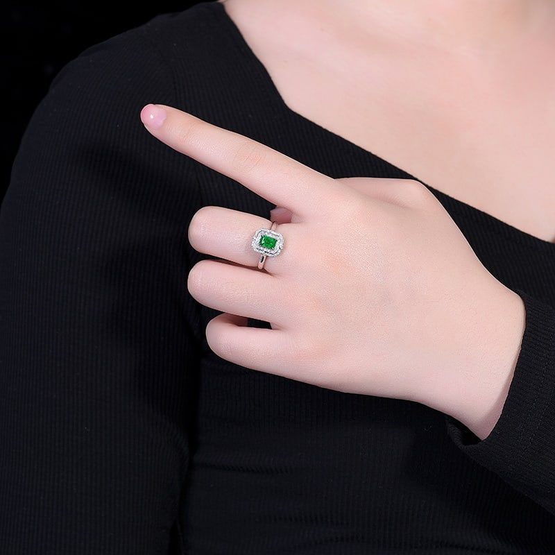 14k Gold 1.06 Ctw Vivid Green Natural Emerald & Diamond Ring - 6