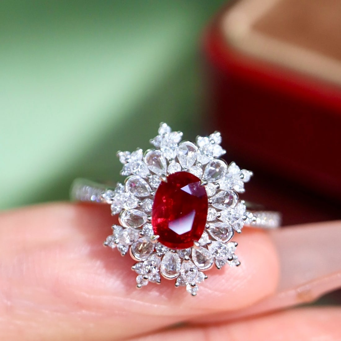 14k Gold 1.58 Ctw Vivid Red Natural Ruby & Diamond Ring - 2