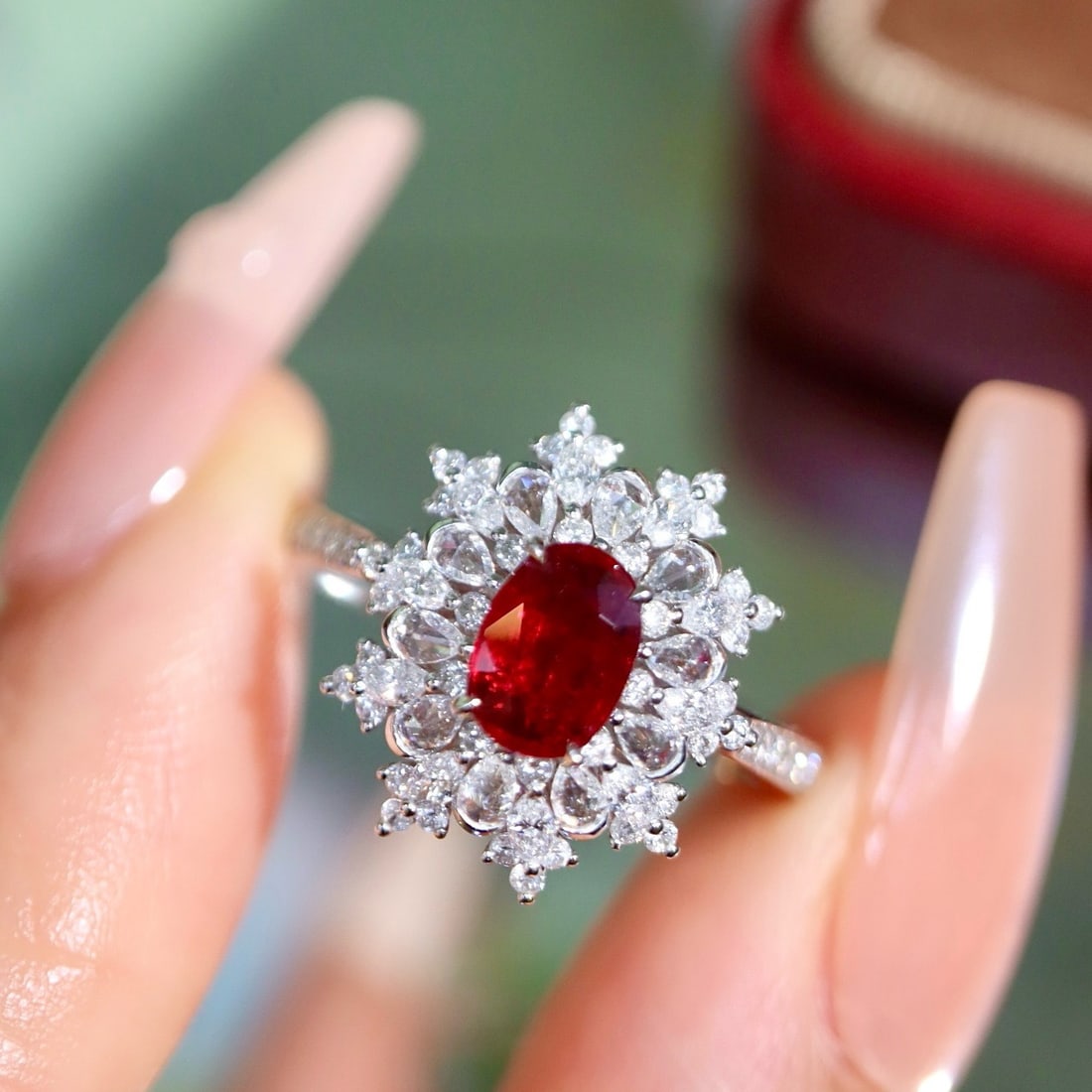 14k Gold 1.58 Ctw Vivid Red Natural Ruby & Diamond Ring - 7