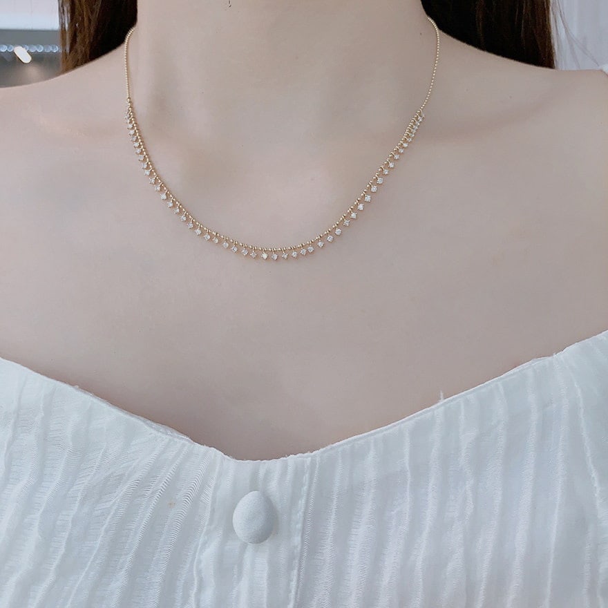 14k Gold 1 Ct Natural H Diamond Necklace - 9