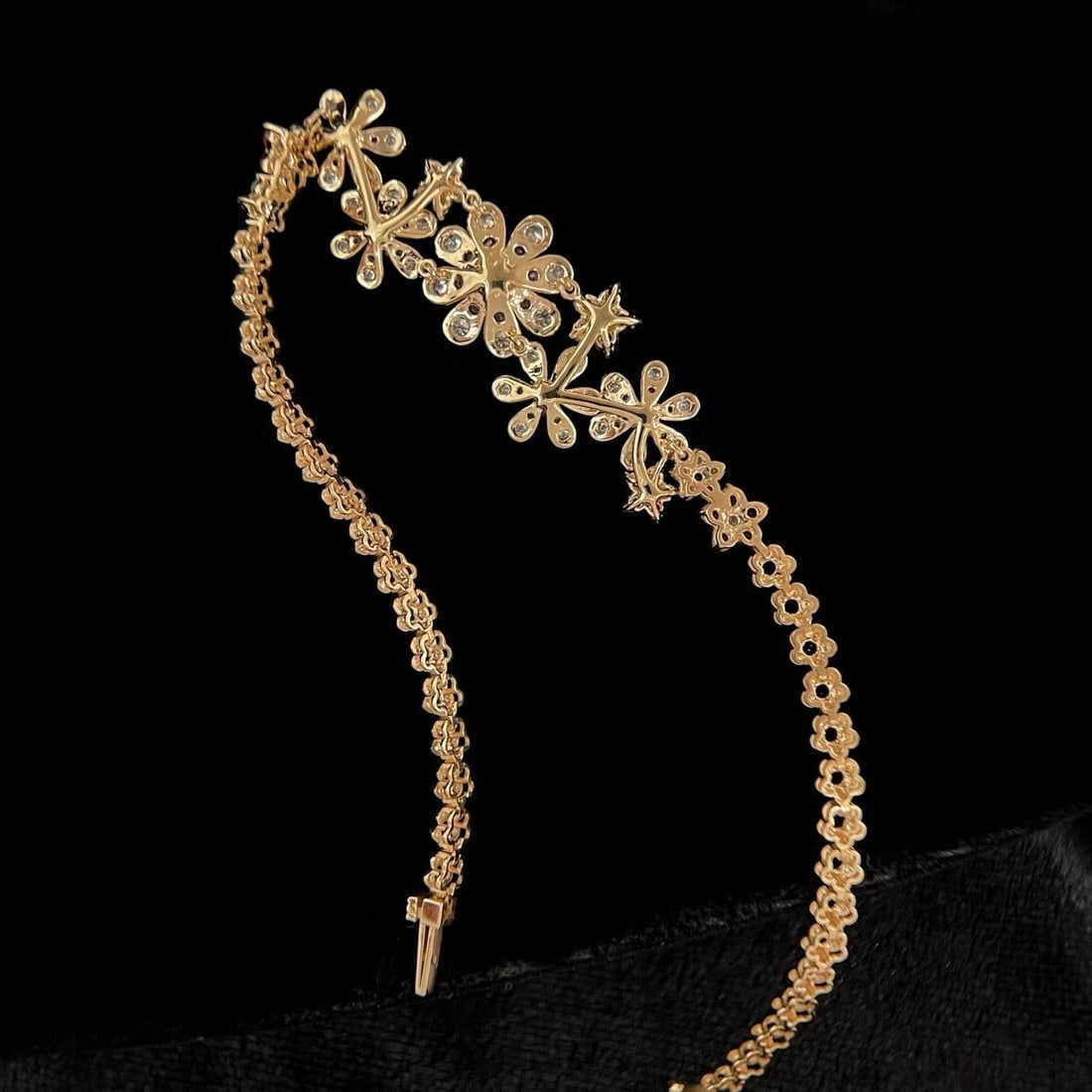 14k Gold 1.98 Ctw Natural Coloured Gemstone & Diamond & Flowers Bracelet - 4