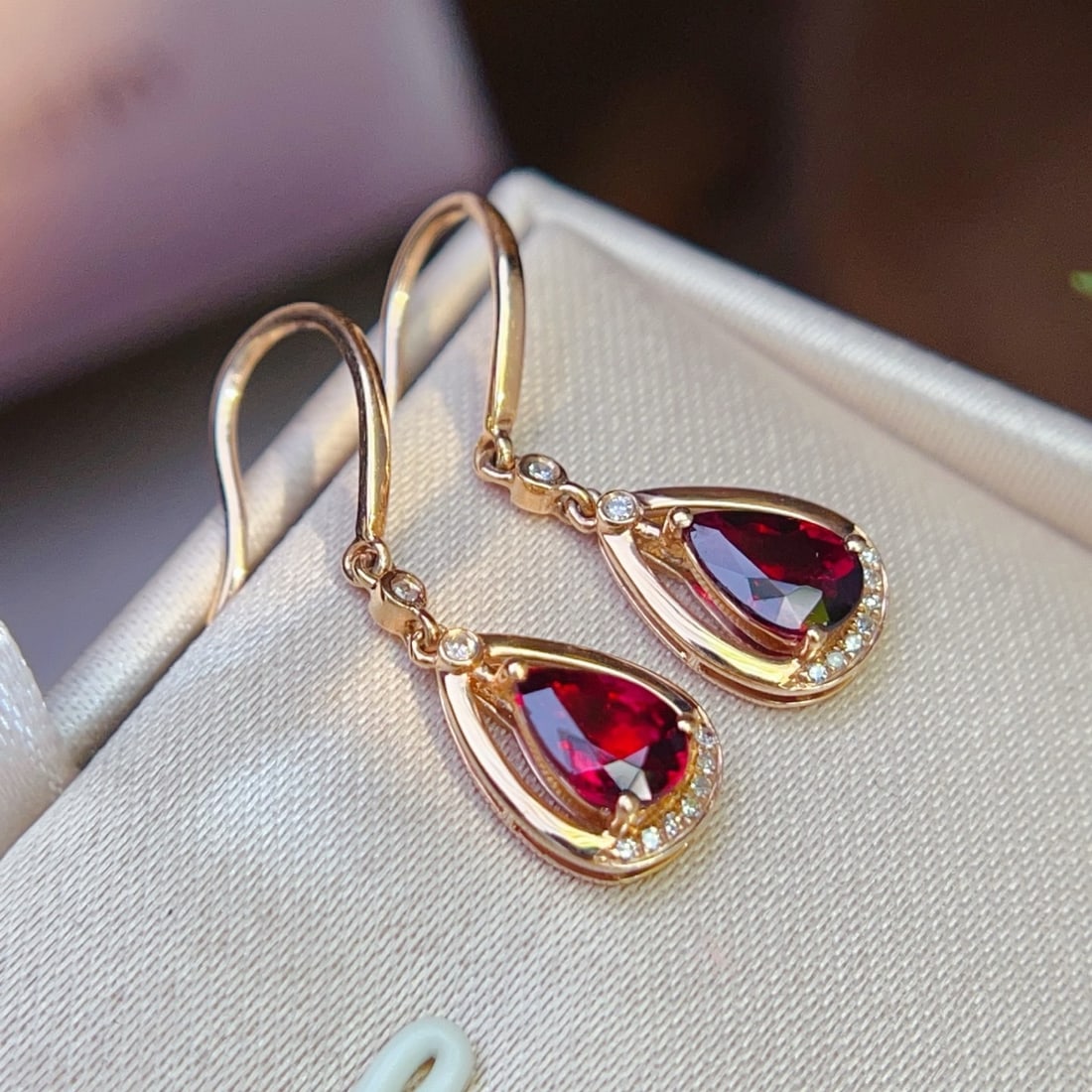 14k Gold 1.11 Ctw Natural Tourmaline & Diamond Earrings - 3