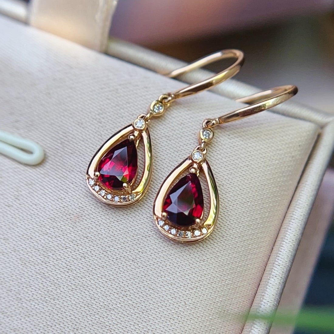 14k Gold 1.11 Ctw Natural Tourmaline & Diamond Earrings - 4