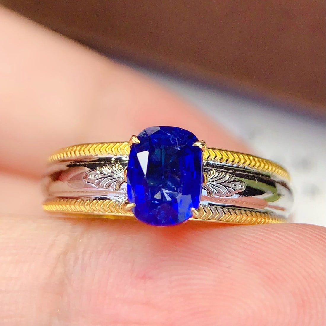 14k Gold 1.15 Ct Natural Sapphire Ring - 5