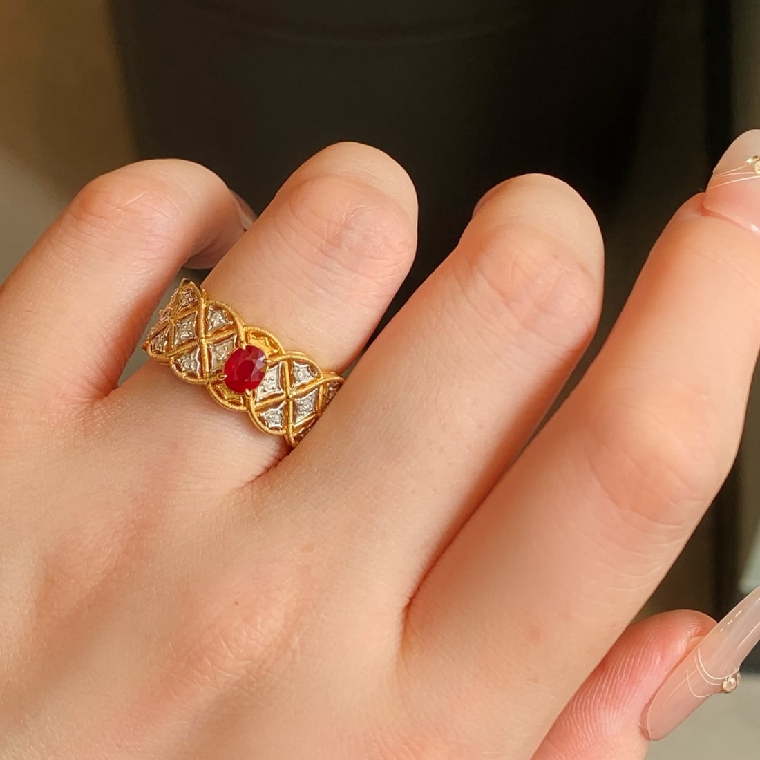 14k Gold 0.91 Ctw Vivid Red Natural Ruby & Diamond Ring - 3