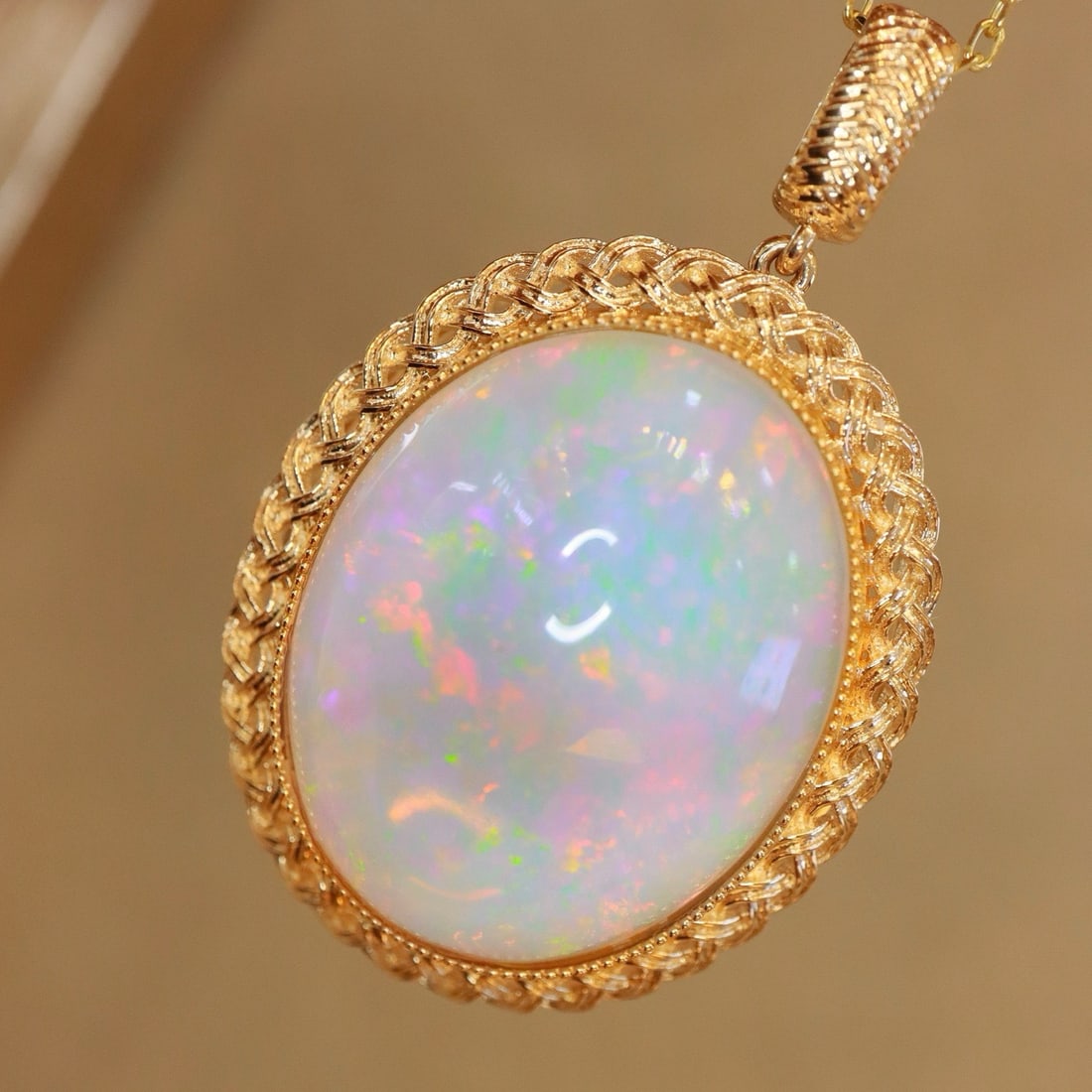 14k Gold 19.63 Ct Natural Opal Pendant( Without Chain ) - 5