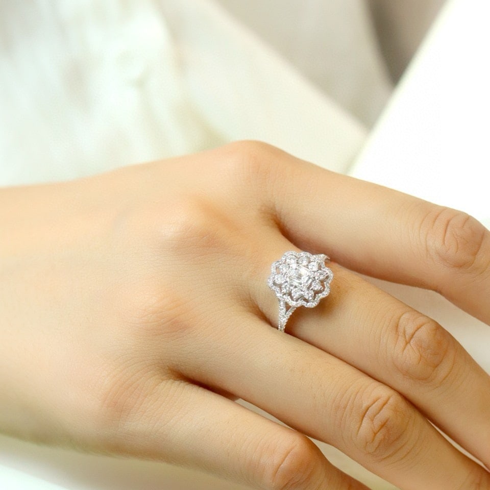 14k Gold 0.80 Ct Natural H Diamond Ring - 6