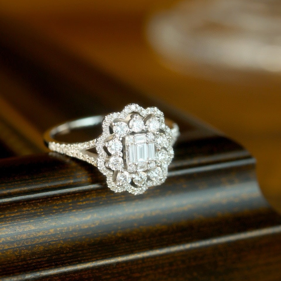 14k Gold 0.80 Ct Natural H Diamond Ring - 7