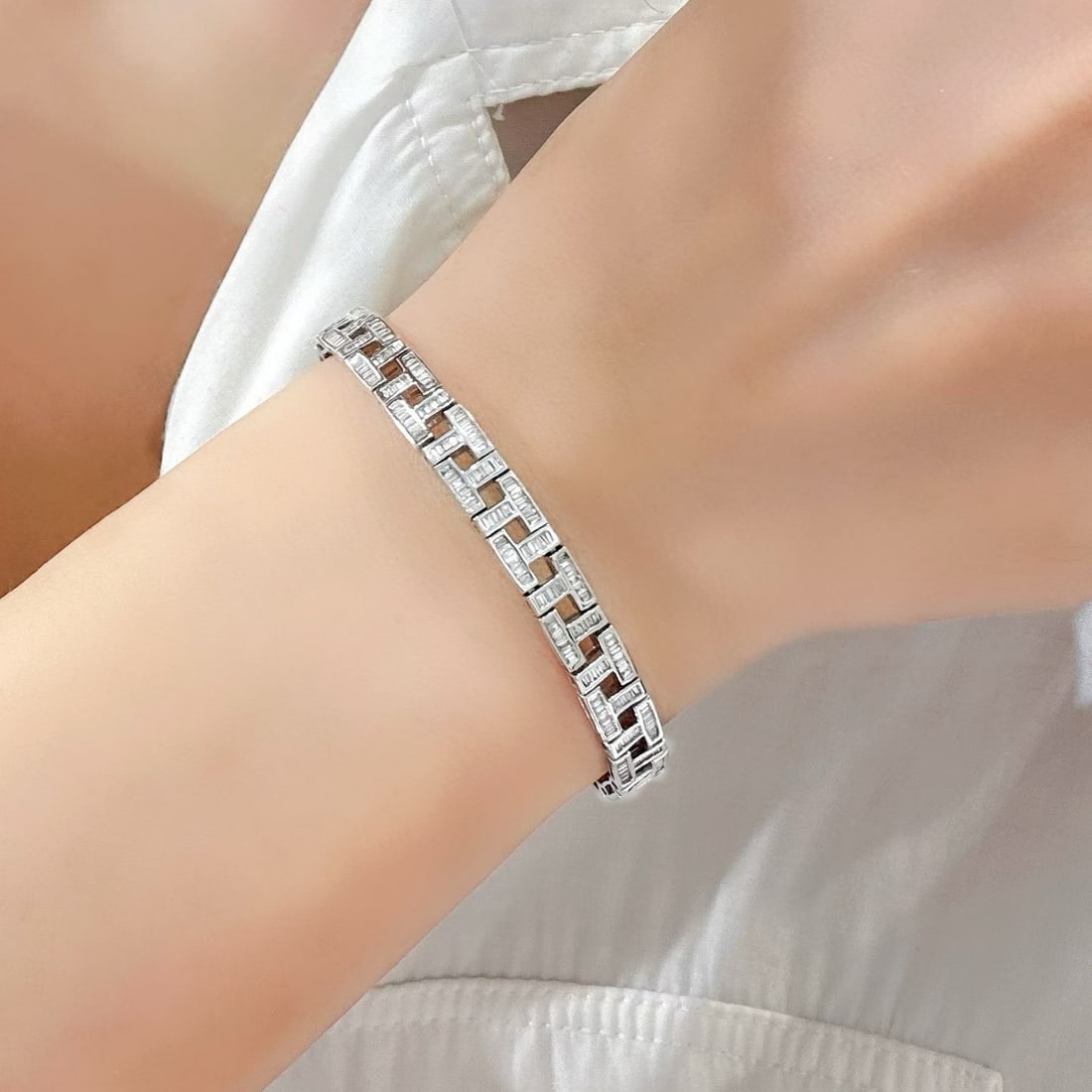 14k Gold 2.5 Ct Natural H Diamond Bracelet - 6