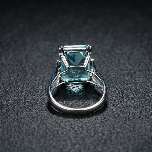 14k Gold 8.15 Ct Natural Aquamarine & Diamond Ring - 5