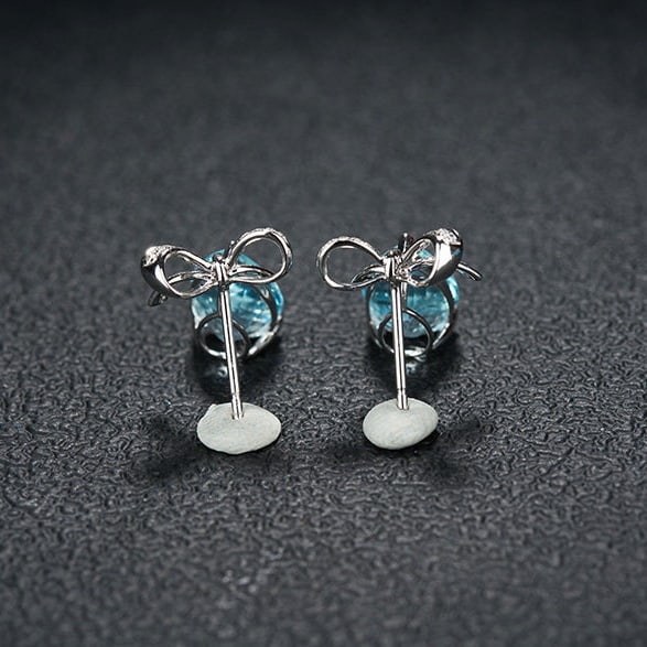 14k Gold 3.45 Ct Natural Aquamarine & Diamond Earrings - 8