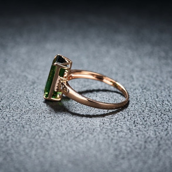 14k Gold 3.0 Ct Natural Tourmaline & Diamond Ring - 7