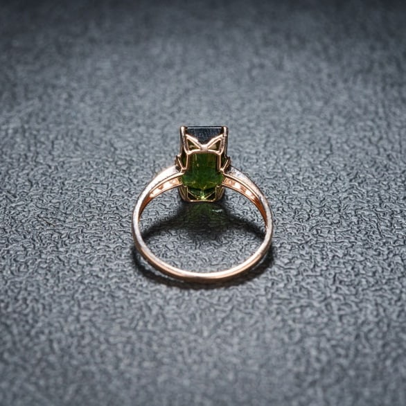 14k Gold 3.0 Ct Natural Tourmaline & Diamond Ring - 8