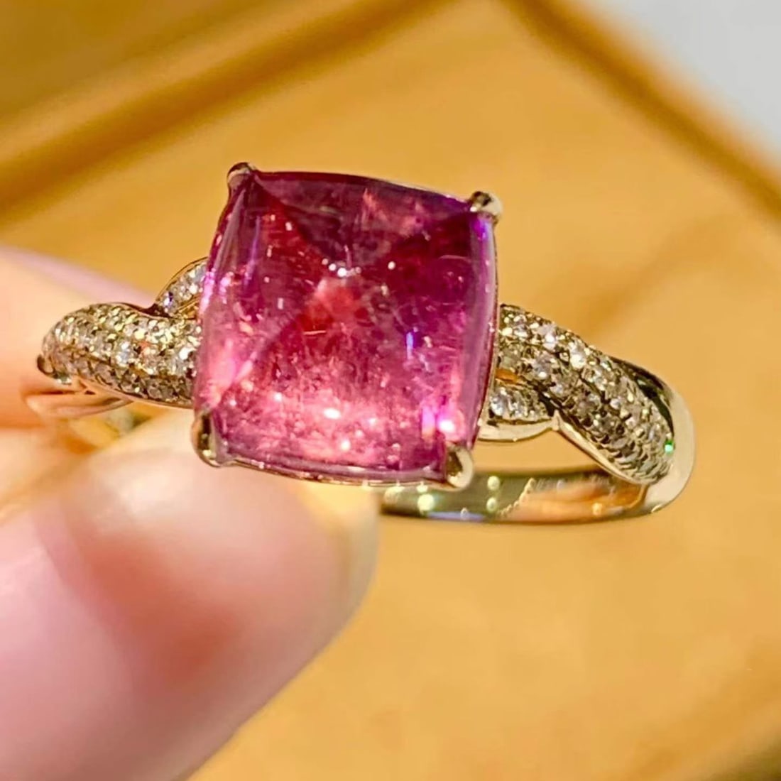 14k Gold 3.3 Ct Natural Tourmaline & Diamond Ring - 2