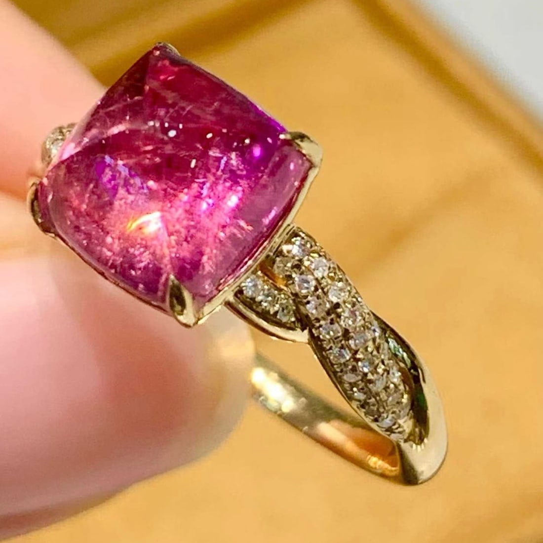14k Gold 3.3 Ct Natural Tourmaline & Diamond Ring - 3