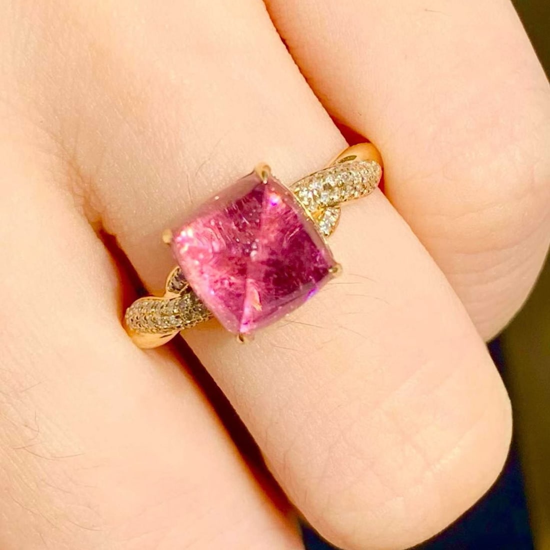 14k Gold 3.3 Ct Natural Tourmaline & Diamond Ring - 4