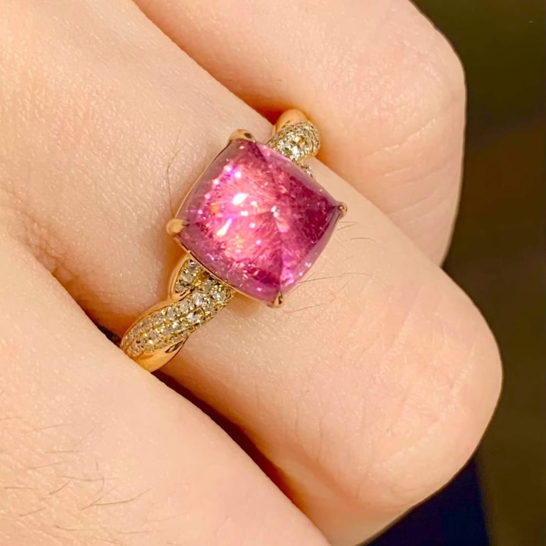 14k Gold 3.3 Ct Natural Tourmaline & Diamond Ring - 5