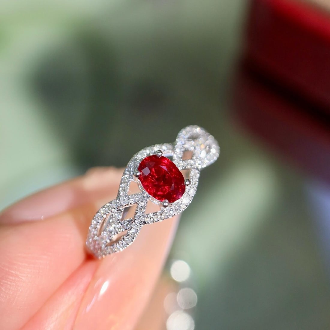 14k Gold 0.74 Ctw Vivid Red Natural Ruby & Diamond Ring: Ref:231194118 // gold content:14k gold // ring size:7. 25us // // main gemstone:ruby // shape:oval // carat weight:0. 48ct // color:vivid red // treatment:natural // // adjacent gemstone 2 : diamond