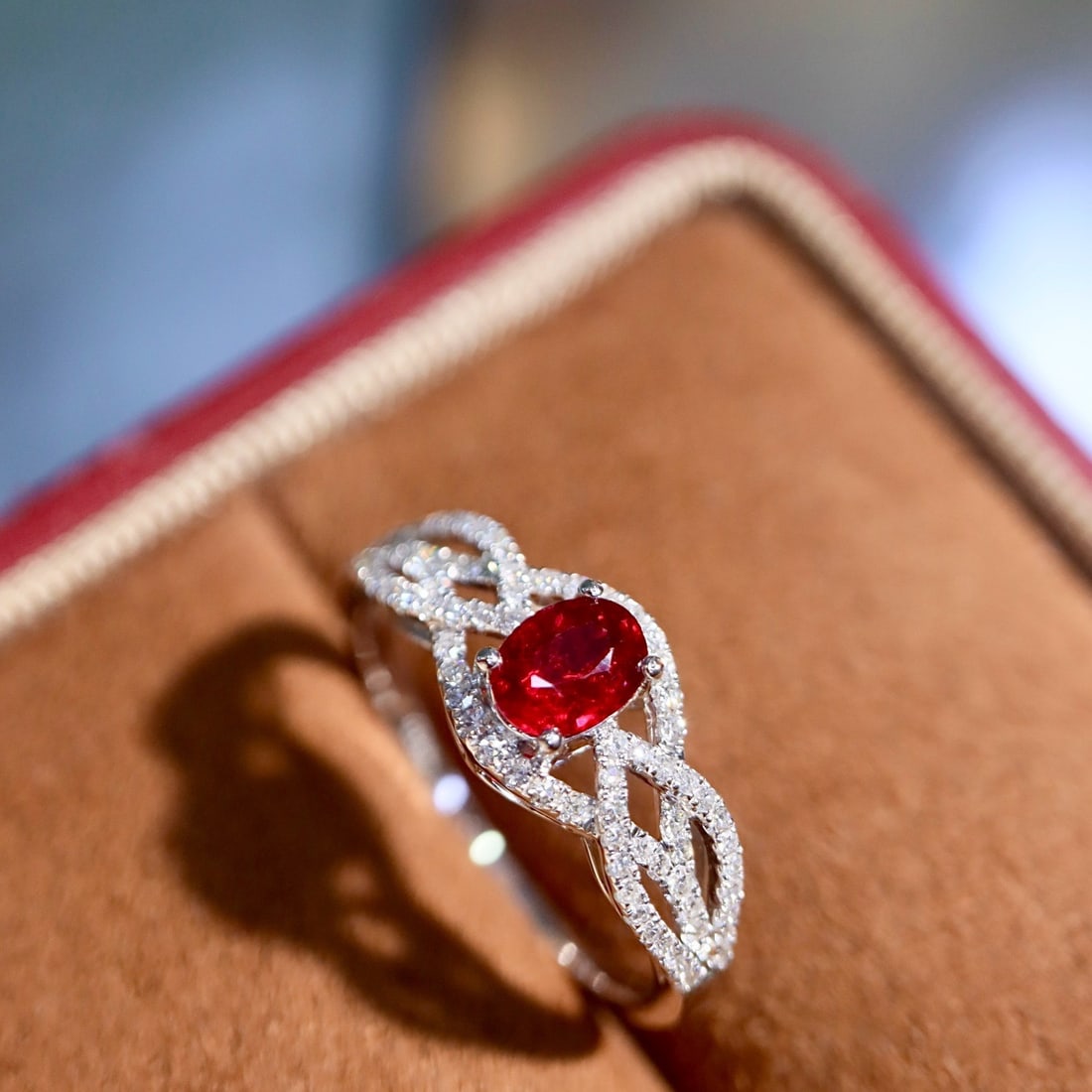 14k Gold 0.74 Ctw Vivid Red Natural Ruby & Diamond Ring - 6