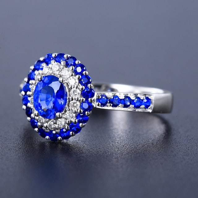14k Gold 0.97 Ctw Natural Sapphire & Sapphire Ring - 2