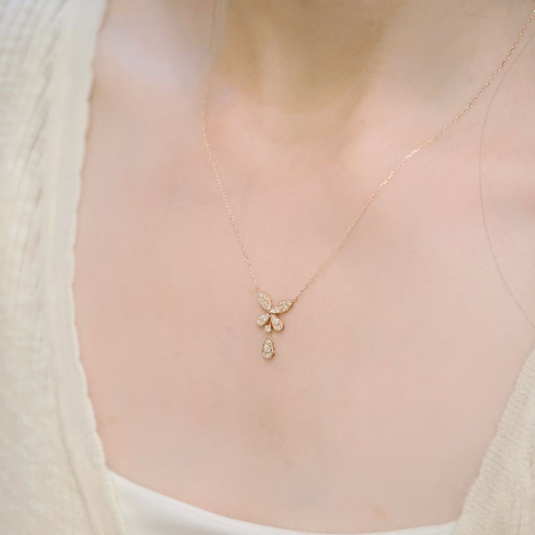 14k Gold 0.48 Ct Natural H Diamond Necklace - 3