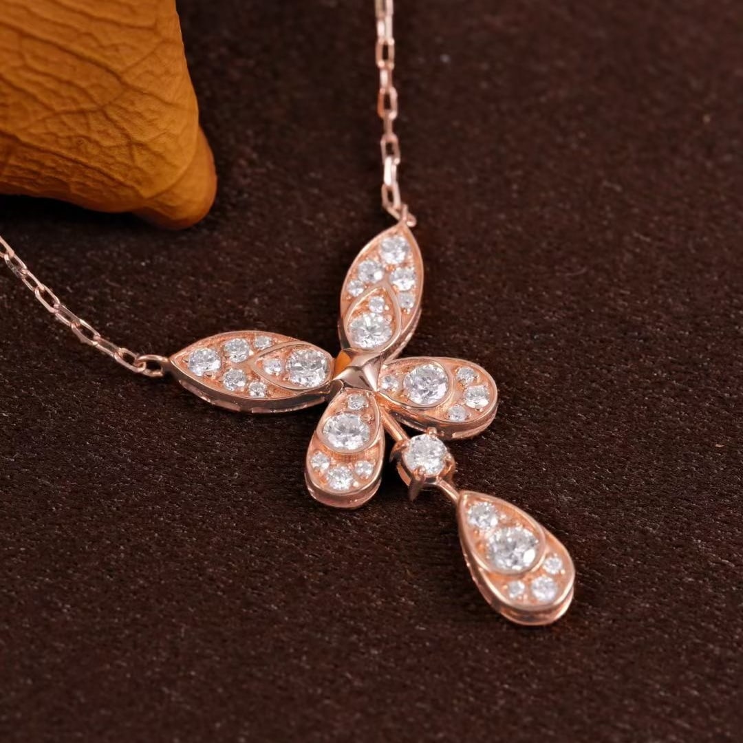 14k Gold 0.48 Ct Natural H Diamond Necklace - 6