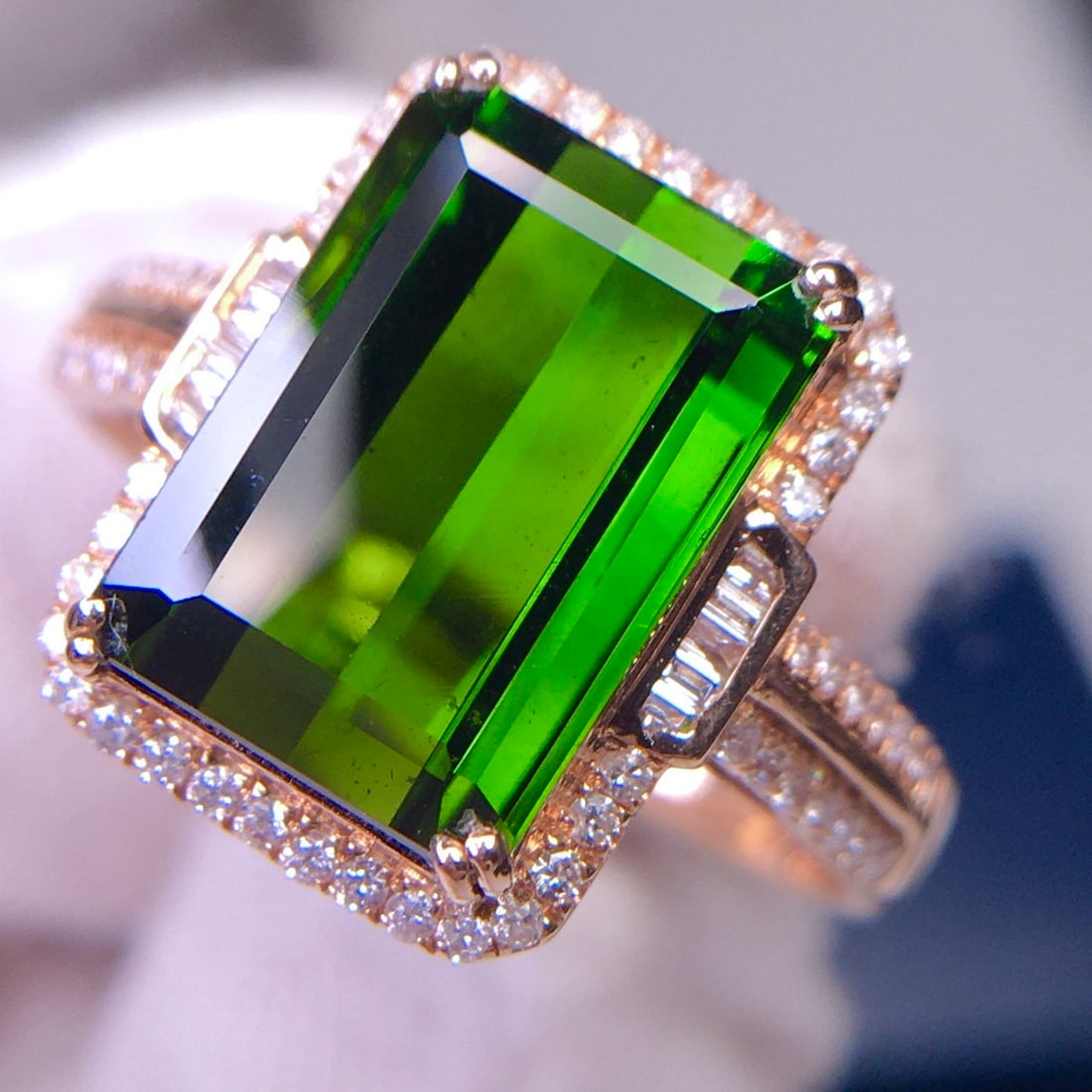 14k Gold 6.5 Ct Natural Tourmaline & Diamond Ring - 2