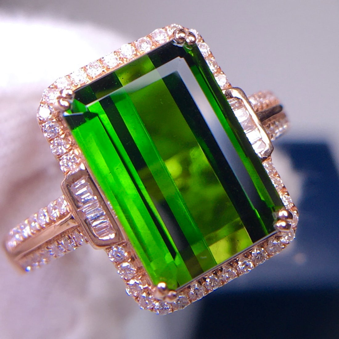 14k Gold 6.5 Ct Natural Tourmaline & Diamond Ring - 4
