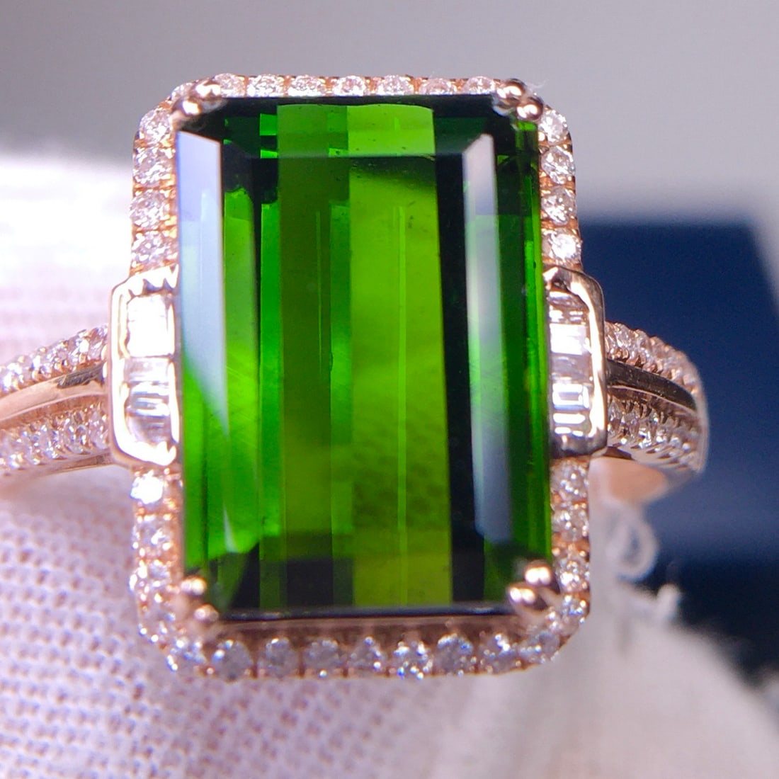 14k Gold 6.5 Ct Natural Tourmaline & Diamond Ring - 7