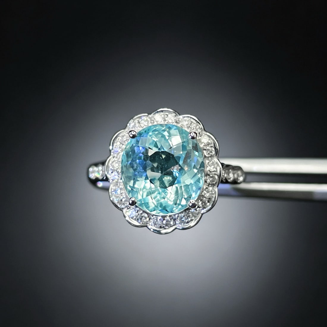 14k Gold 3.49 Ctw Natural Aquamarine & Diamond Ring: Ref:231194150 // gold content:14k gold // ring size:7. 25us // // main gemstone:aquamarine // shape:oval // carat weight:3. 22ct // color:blue // treatment:natural // // adjacent gemstone 2 : diamond