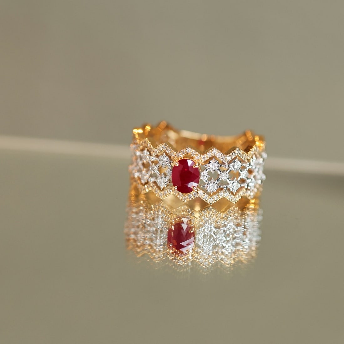 14k Gold 1.15 Ctw Vivid Red Natural Ruby & Diamond Ring - 6