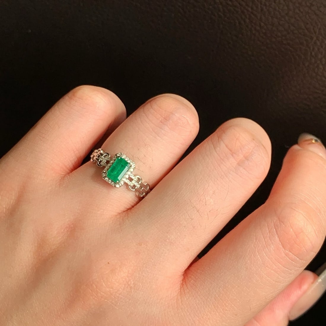 14k Gold 0.47 Ctw Natural Emerald & Diamond Ring - 3
