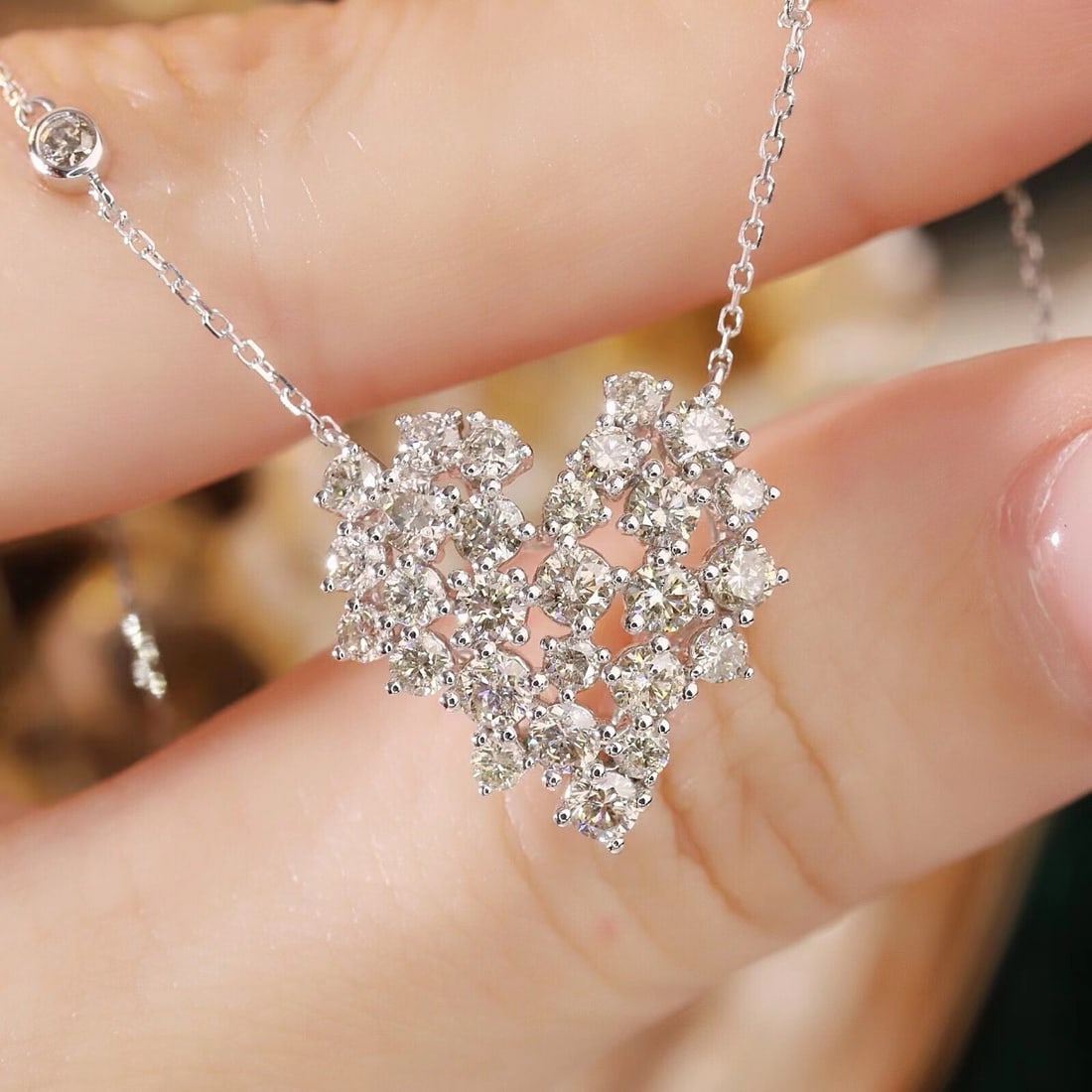 14k Gold 1.70 Ct Natural H Diamond Necklace - 7